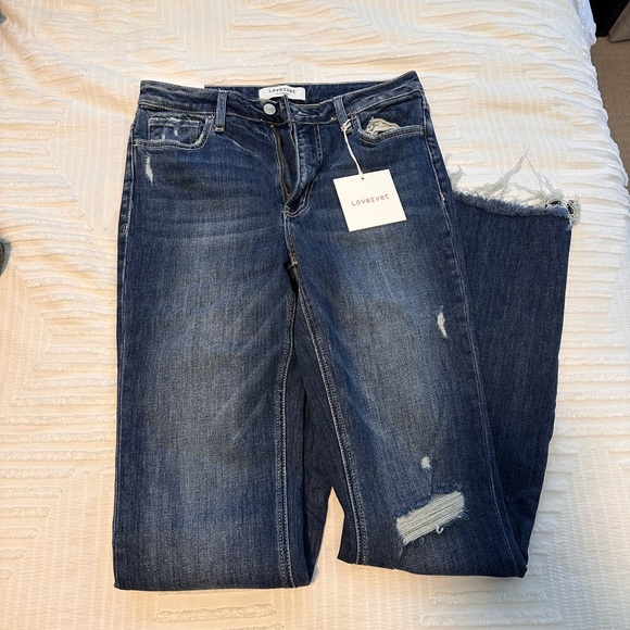 Lovervet By VERVET Dark Wash Destroyed High Rise Flare Jeans - Picture 8 of 9